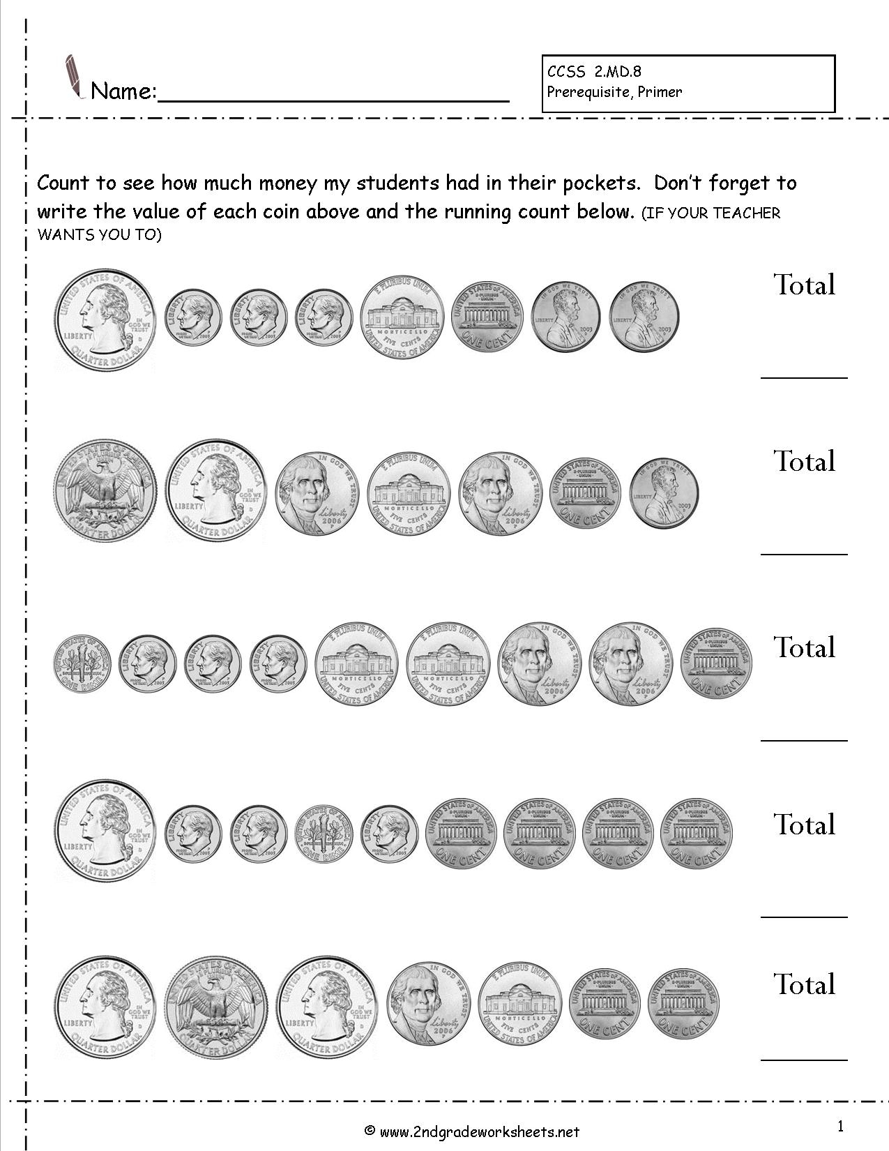 math worksheets money