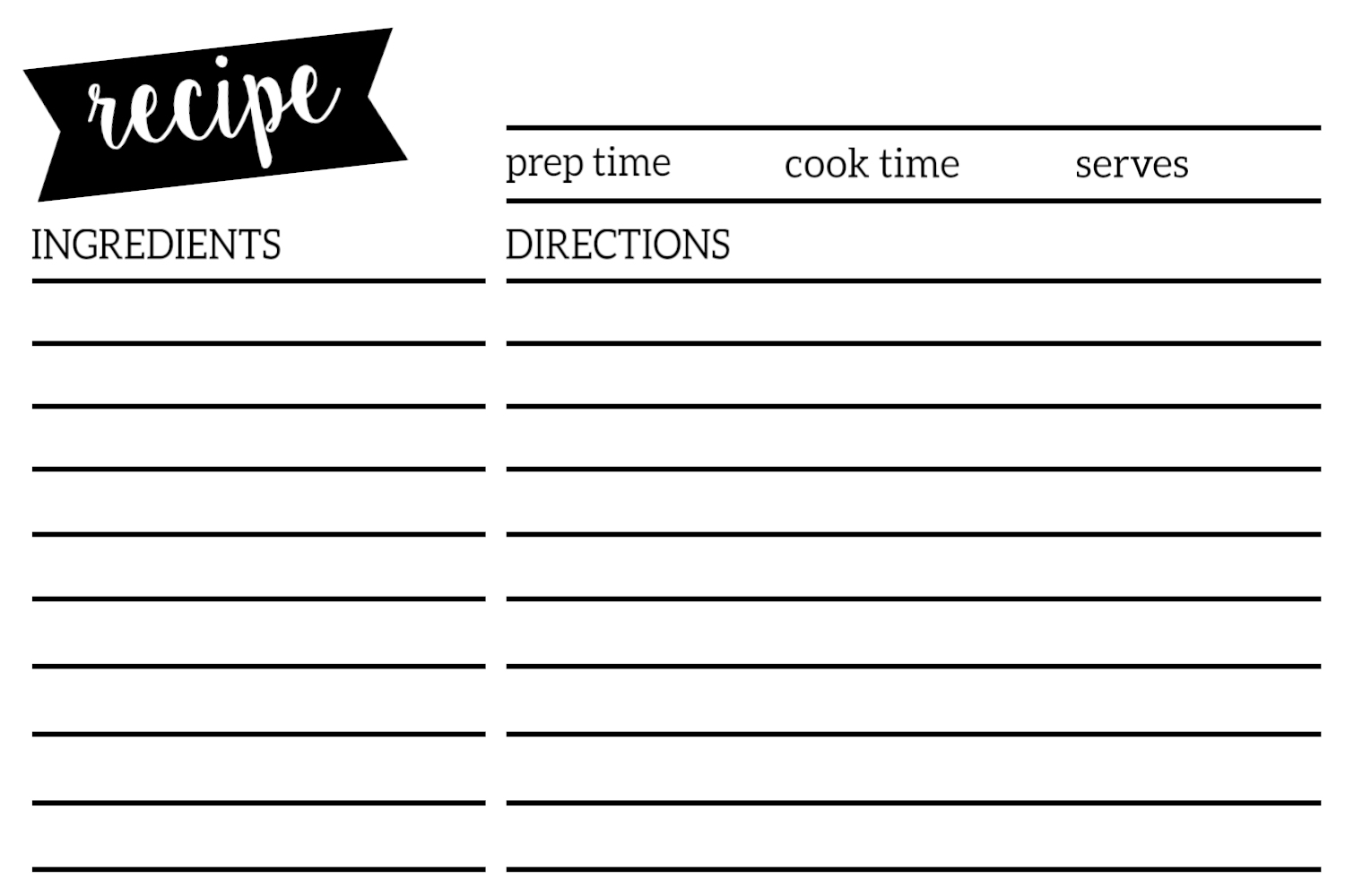 4x5 printable recipe cards