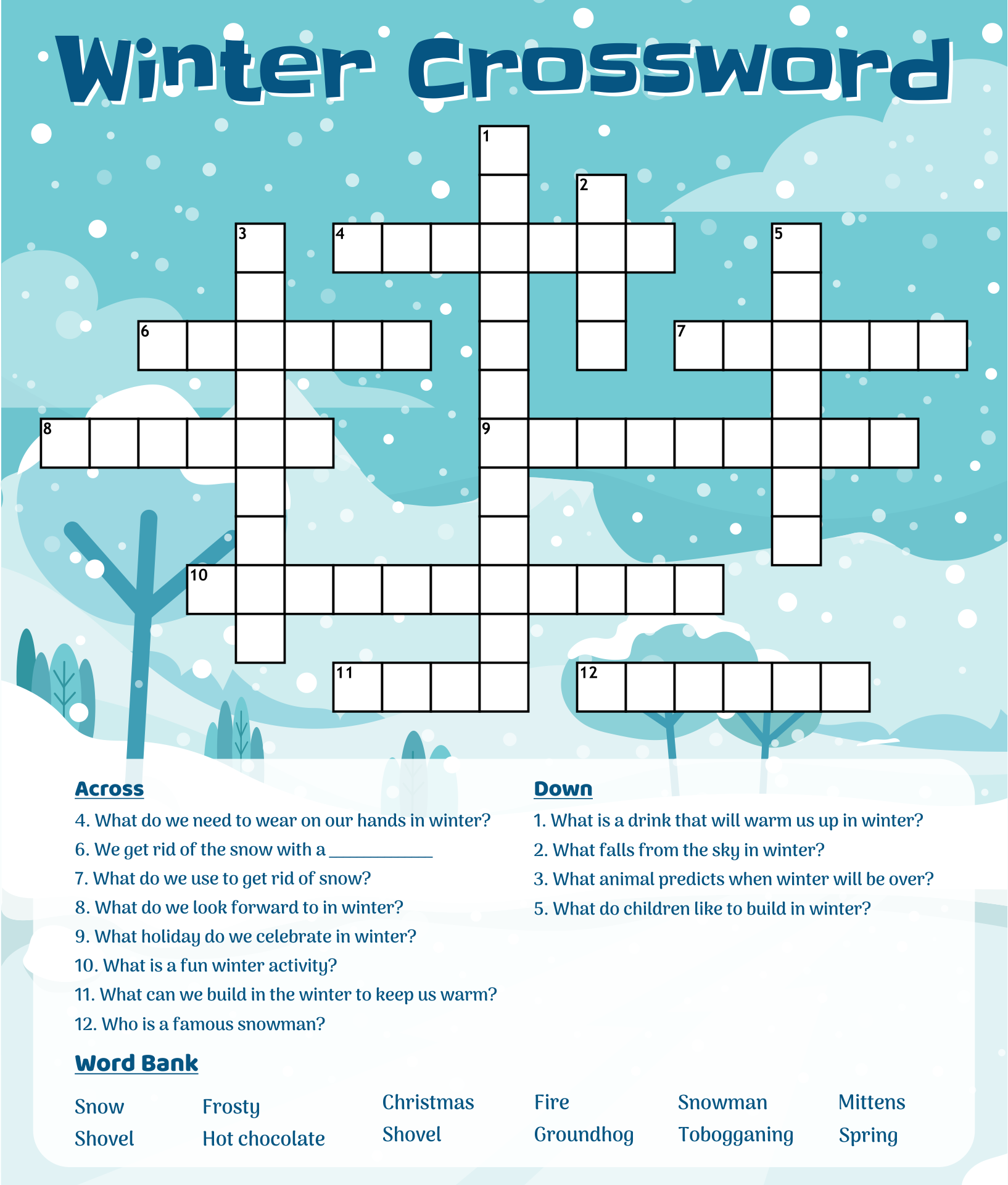 easy crossword puzzles printable