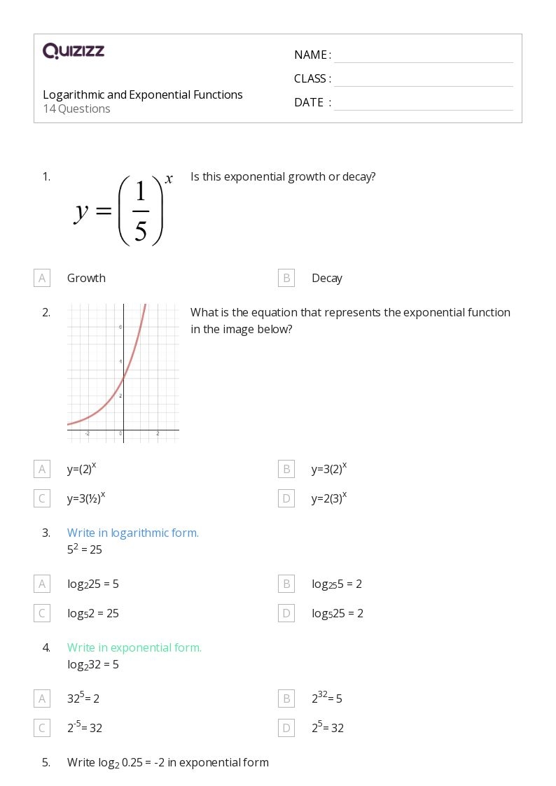 graphs of exponential functions worksheet