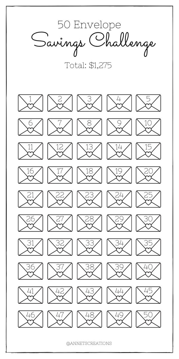 50 Envelope Challenge Free Printable Printable Calendars AT A GLANCE
