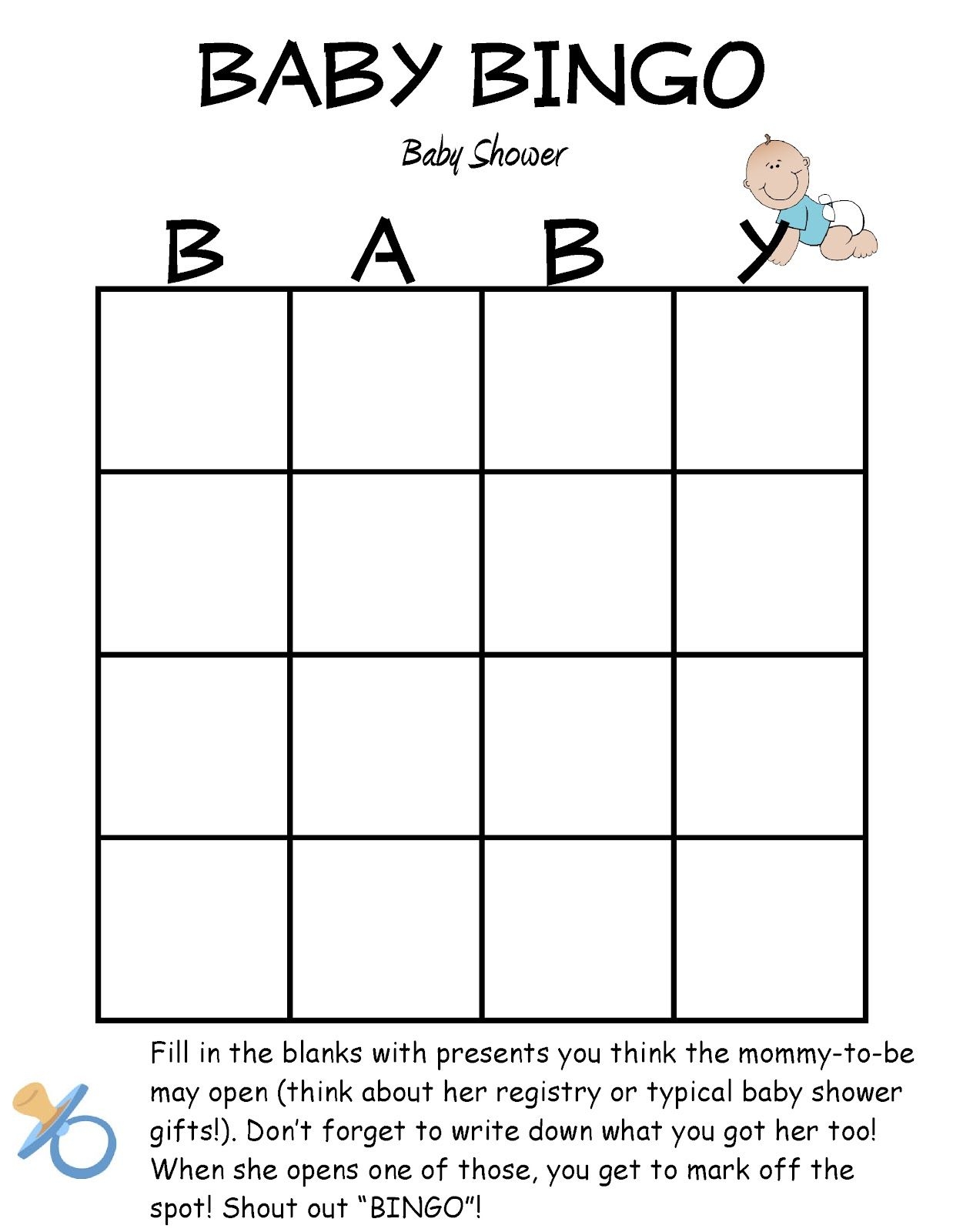 50 printable baby bingo cards