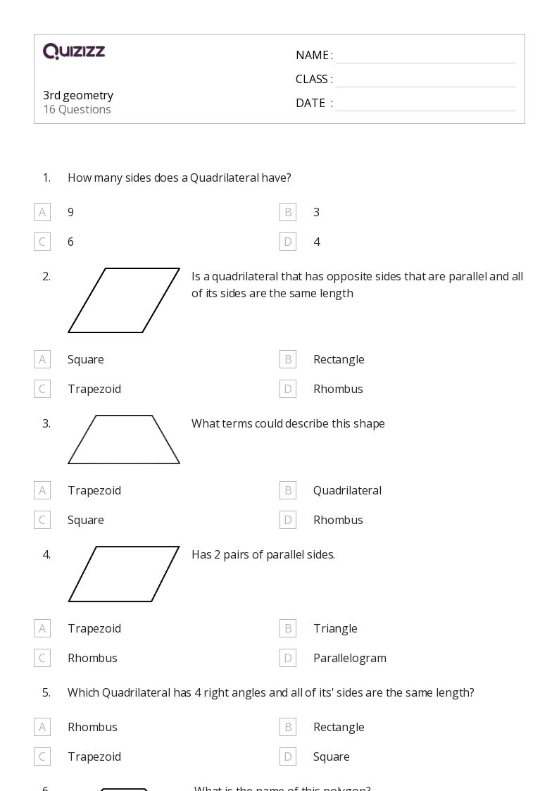 50 Geometry Worksheets For 3rd Grade On Quizizz Free Printable 