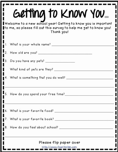 get to know you questions for students worksheet