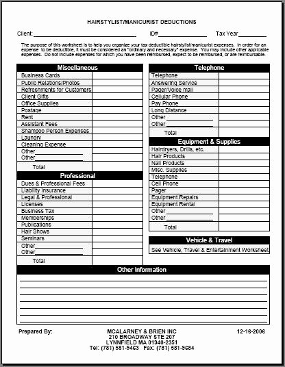in home daycare tax deduction worksheet