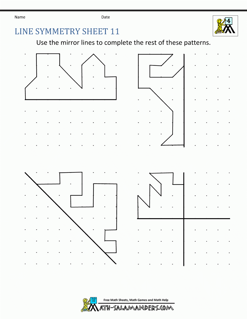 line of symmetry worksheet