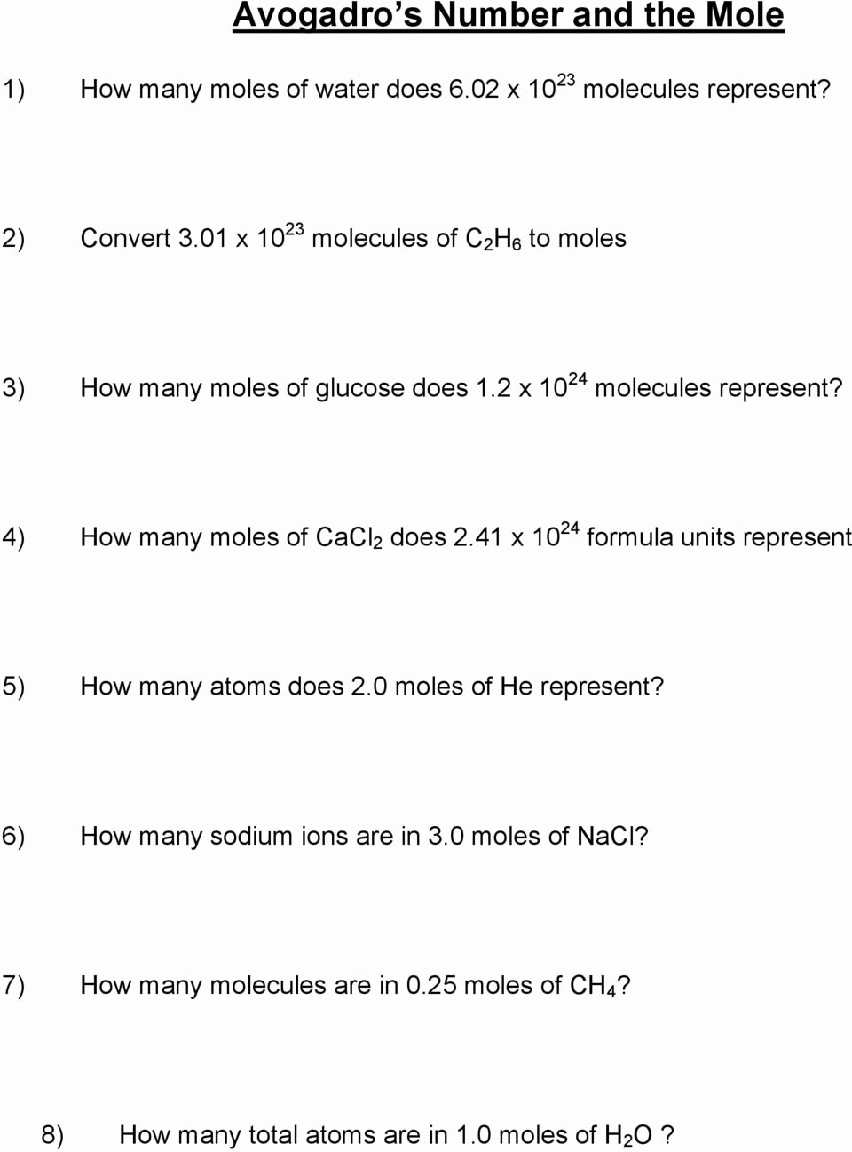50 Molar Mass Worksheet Answer Key