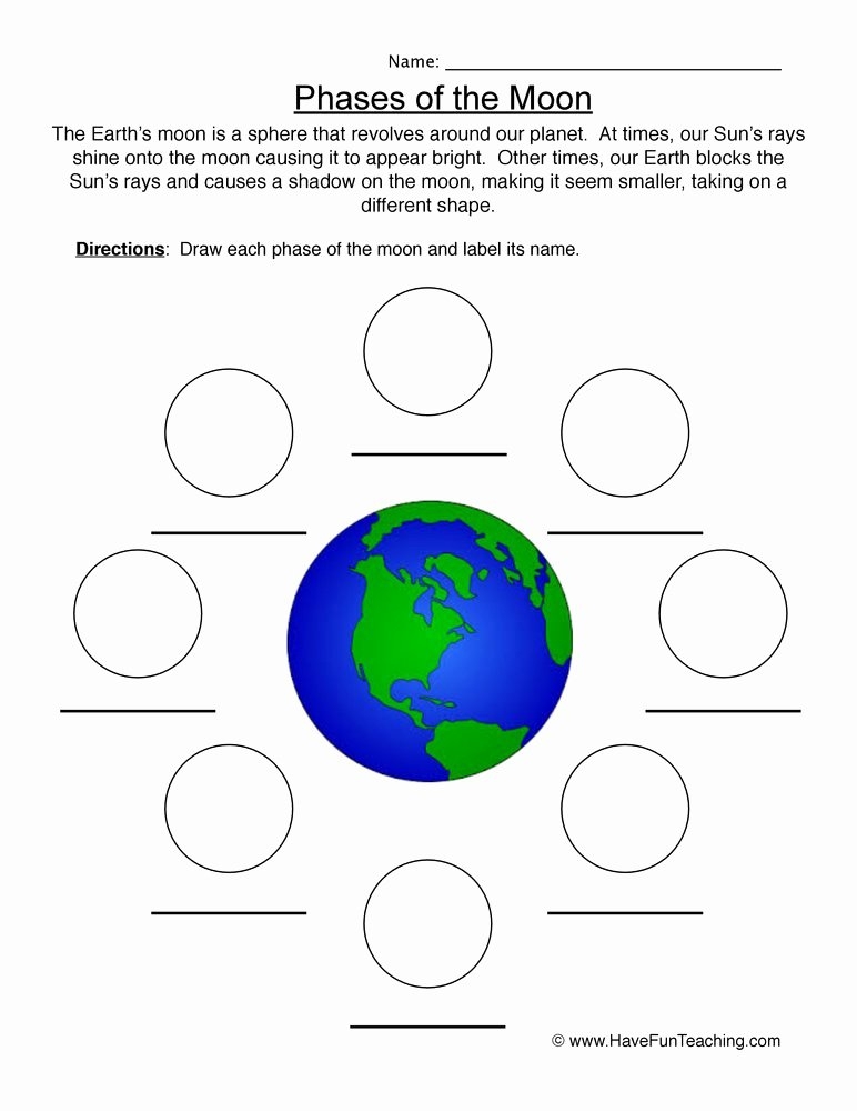 50 Moon Phases Worksheet Pdf