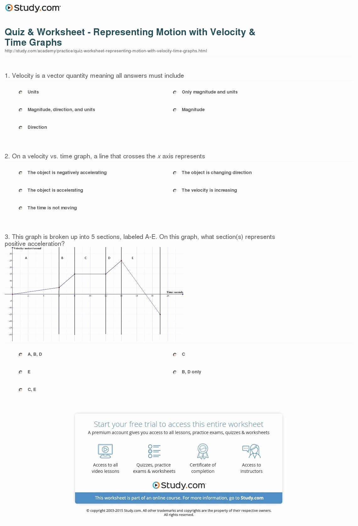 50 Motion Graphs Worksheet Answers