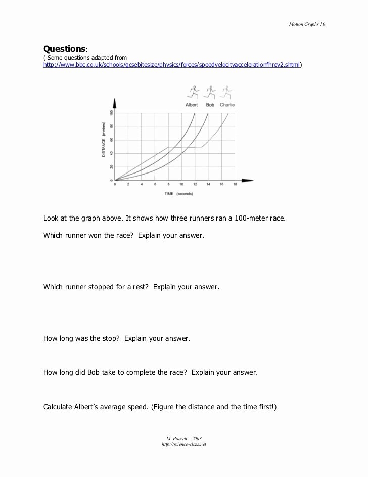 50 Motion Graphs Worksheet Answers