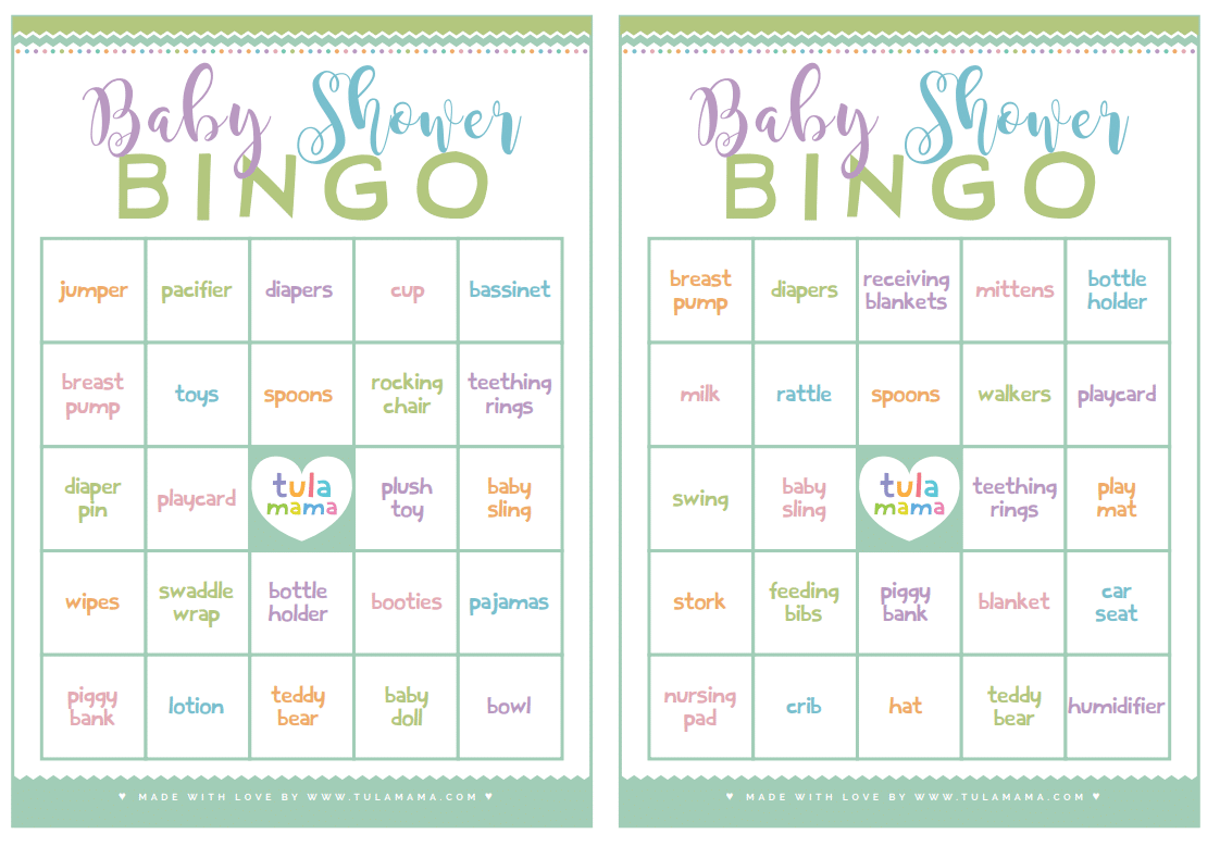 50 NEW Free Printable Baby Bingo Cards