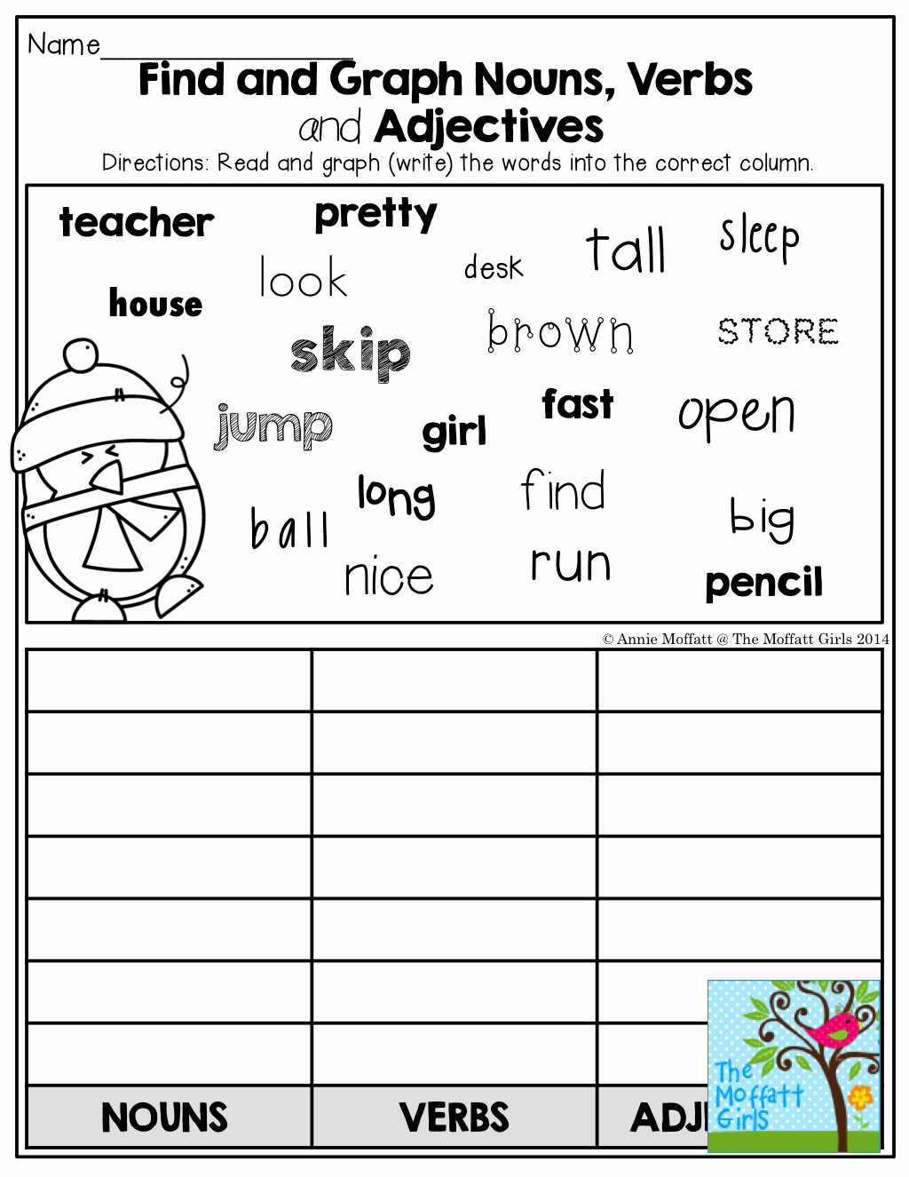 50 Nouns Verbs Adjectives Worksheet Chessmuseum Template Library