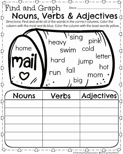 50 Nouns Verbs Adjectives Worksheet Chessmuseum Template Library