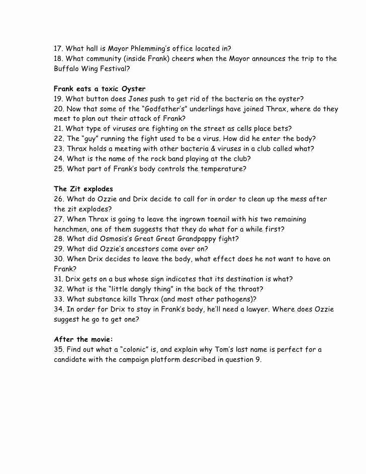 osmosis jones movie worksheet