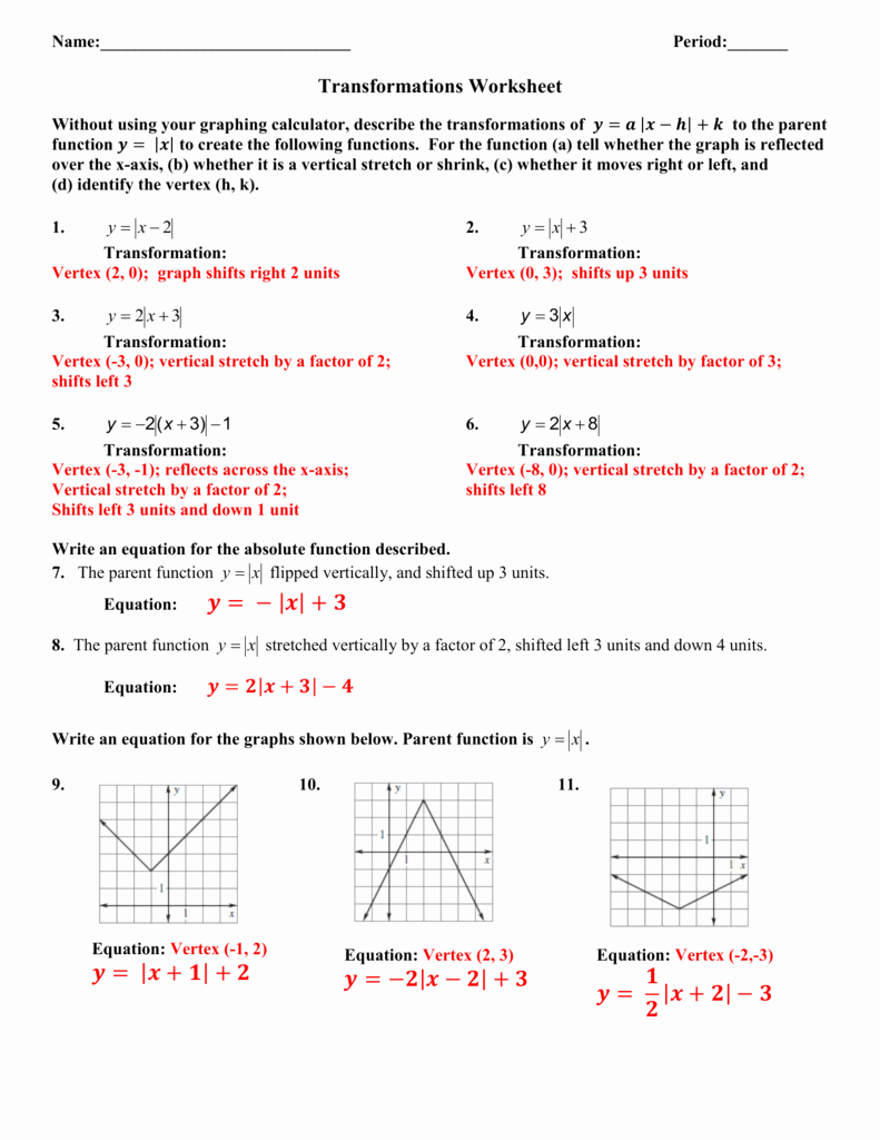 50 Parent Functions And Transformations Worksheet Chessmuseum