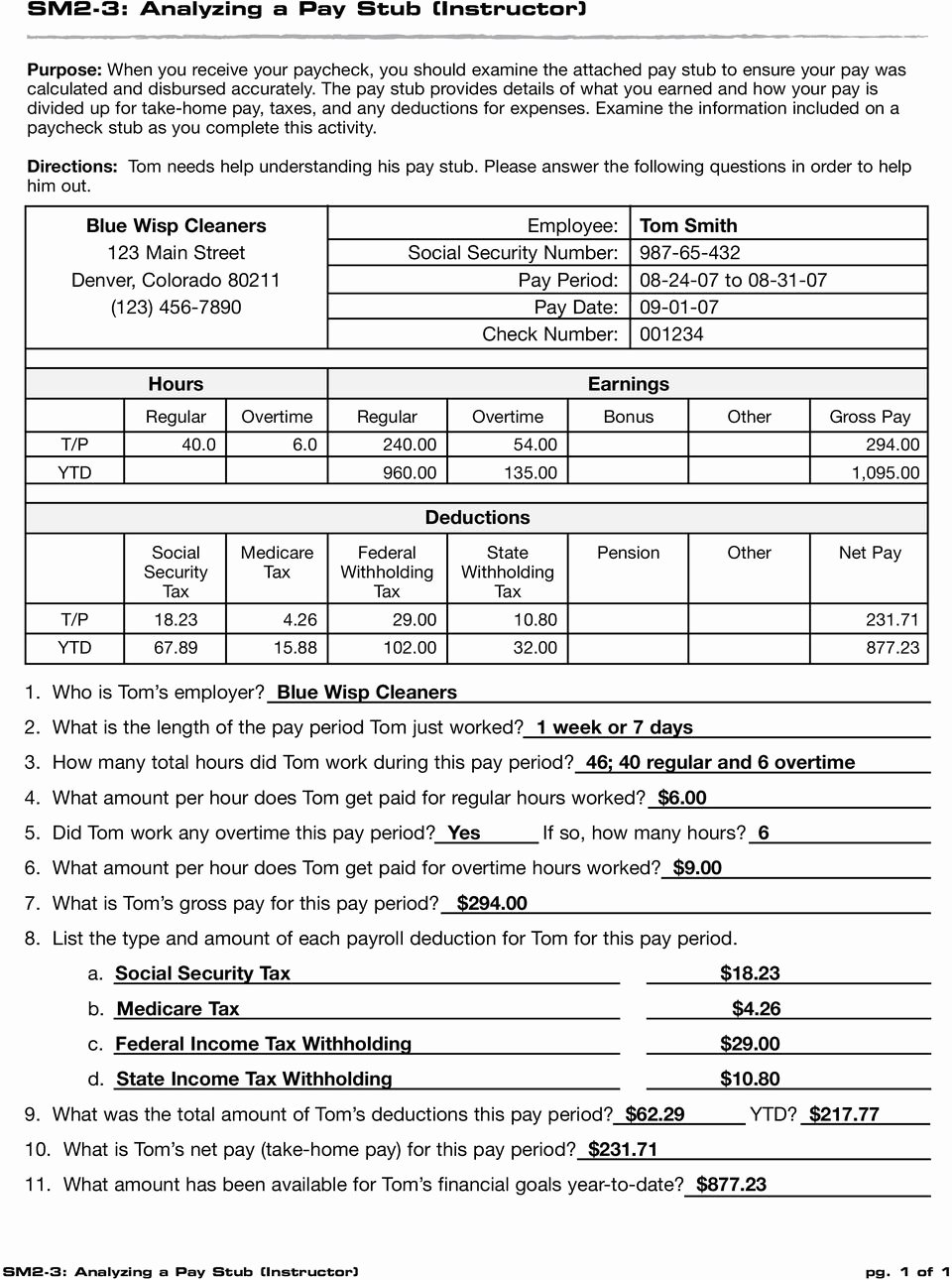 50 Reading A Pay Stub Worksheet