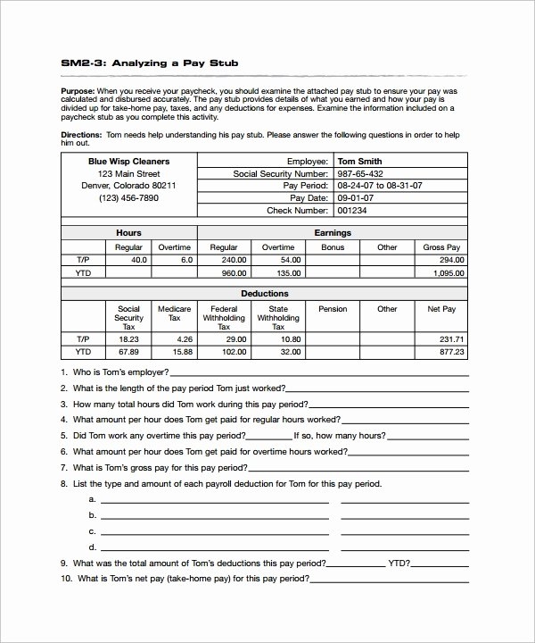50 Reading A Pay Stub Worksheet