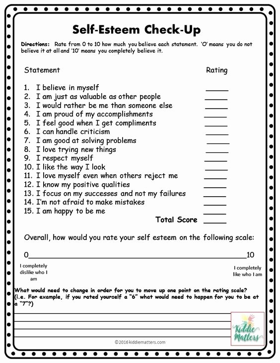 50 Self Esteem Worksheet For Teens