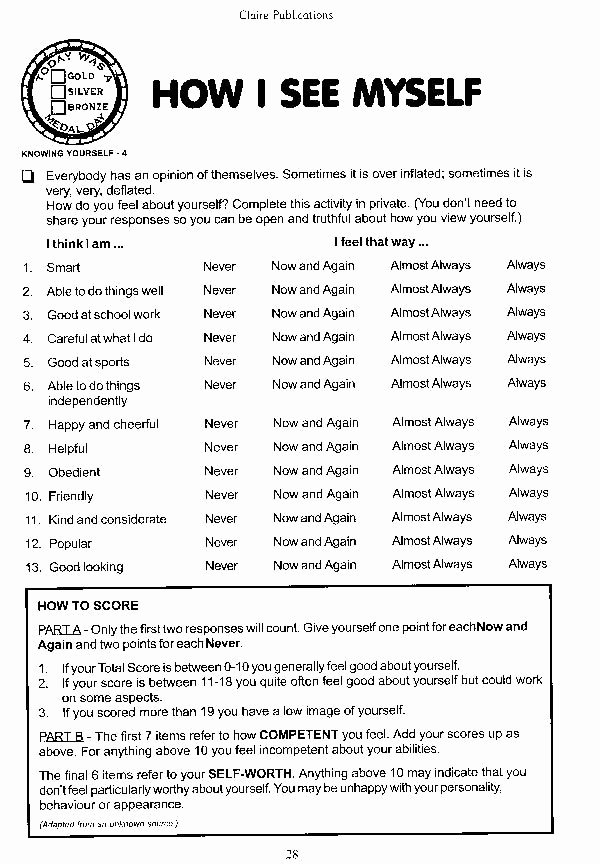 50 Self Esteem Worksheet For Teens