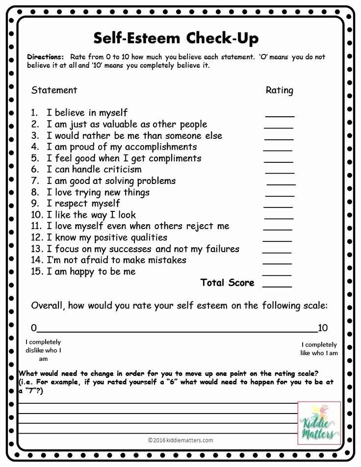 50 Self Esteem Worksheet For Teens