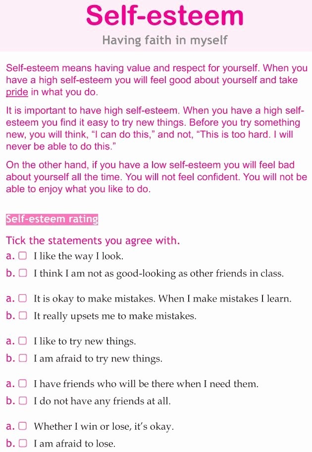 50 Self Esteem Worksheet For Teens