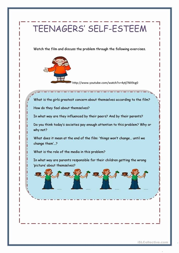 50 Self Esteem Worksheet For Teens