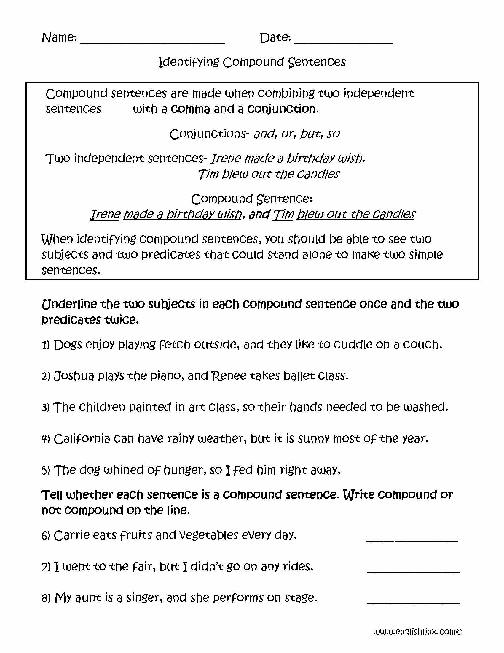 50 Simple And Compound Sentence Worksheet Chessmuseum Template Library