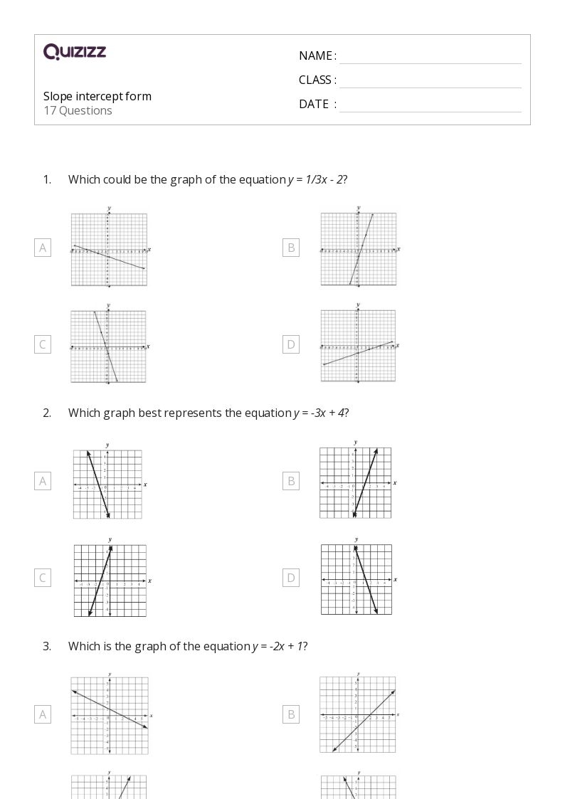 50 Slope Intercept Form Worksheets For 7th Grade On Quizizz 