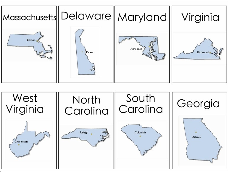 50 States Flash Cards Printable