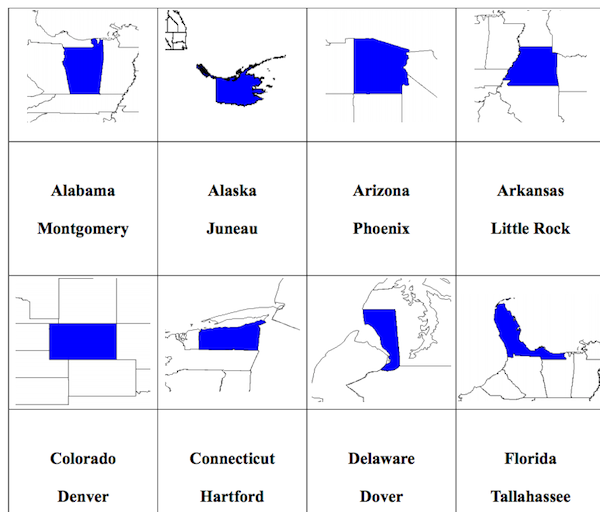 50 States Flash Cards Printable