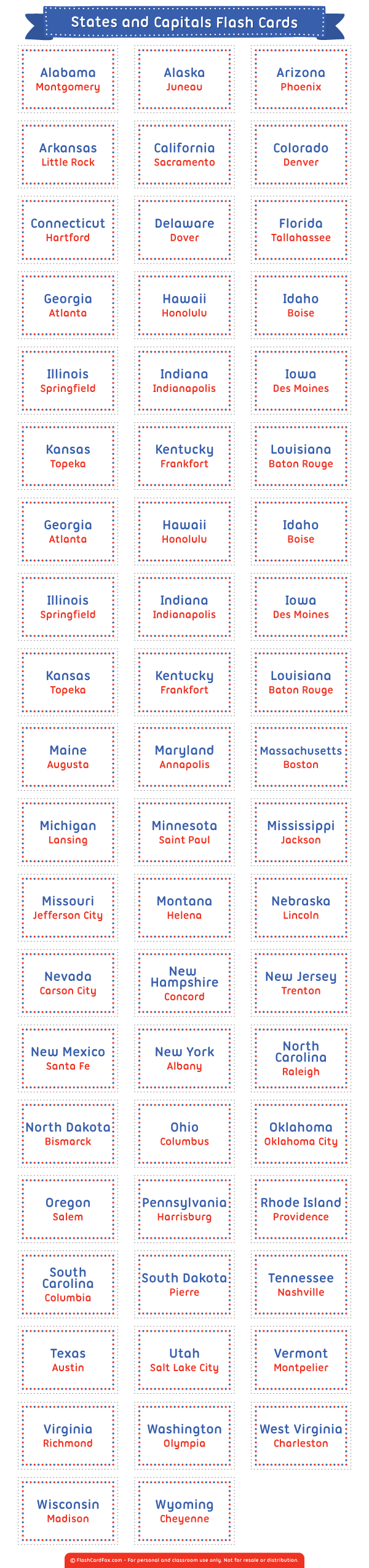50 States Flash Cards Printable Roedi7