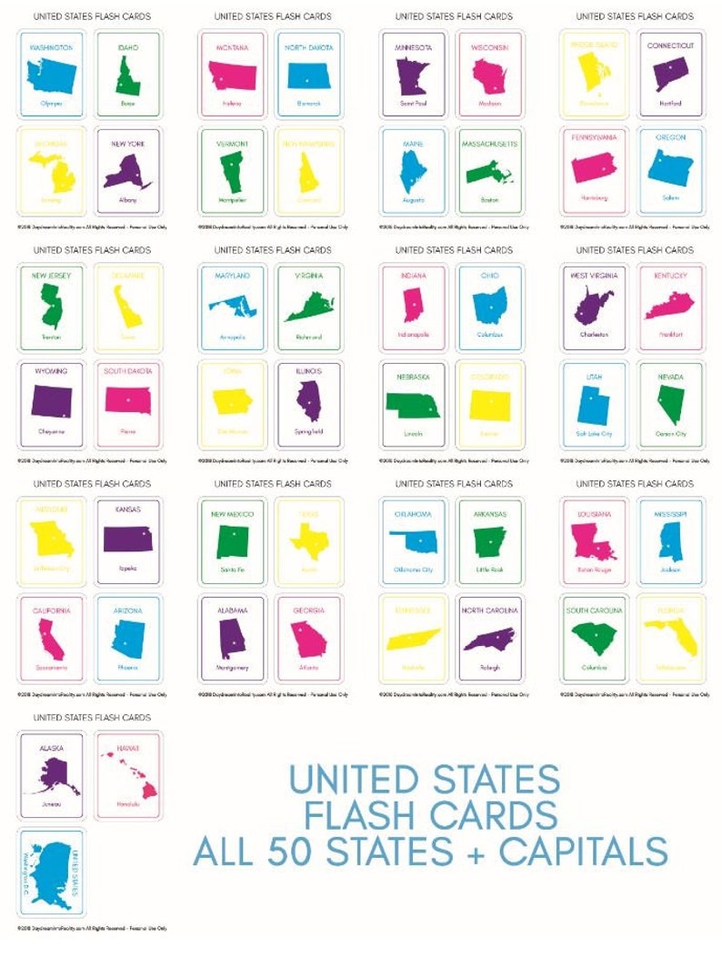 50 States Flash Cards With Capitals Homeschool Printa Vrogue co
