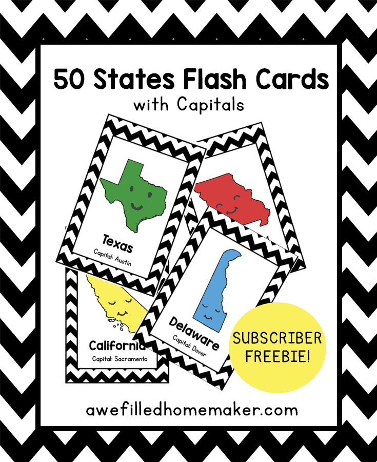 50 States Flash Cards with Capitals Homeschool Printables For Free