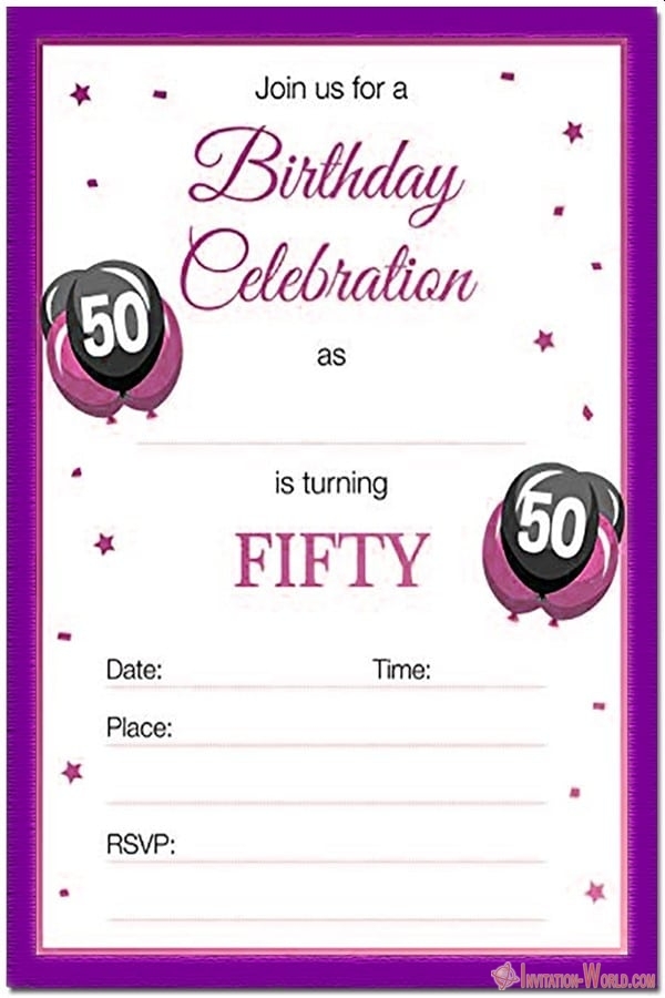 50th birthday invitation cards printable