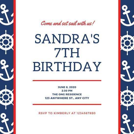 54 Free Printable Nautical Birthday Invitation Template Formating With