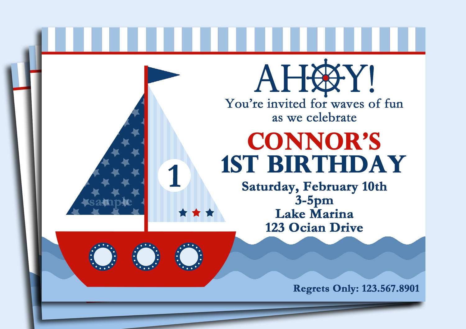 57 Adding Nautical Birthday Invitation Template In Photoshop With 