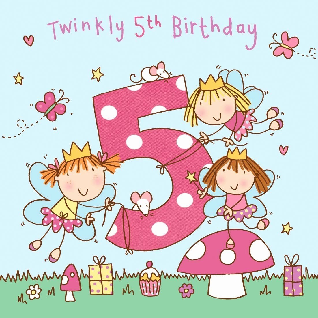 5th Birthday Cards Girl Customized Printable Cards 5 Years Old Birthday 