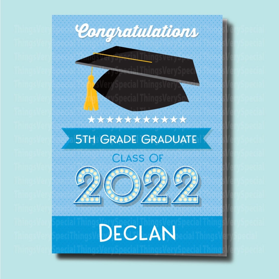 5th Grade Graduation Card Personalized Fifth Grade Graduation Etsy