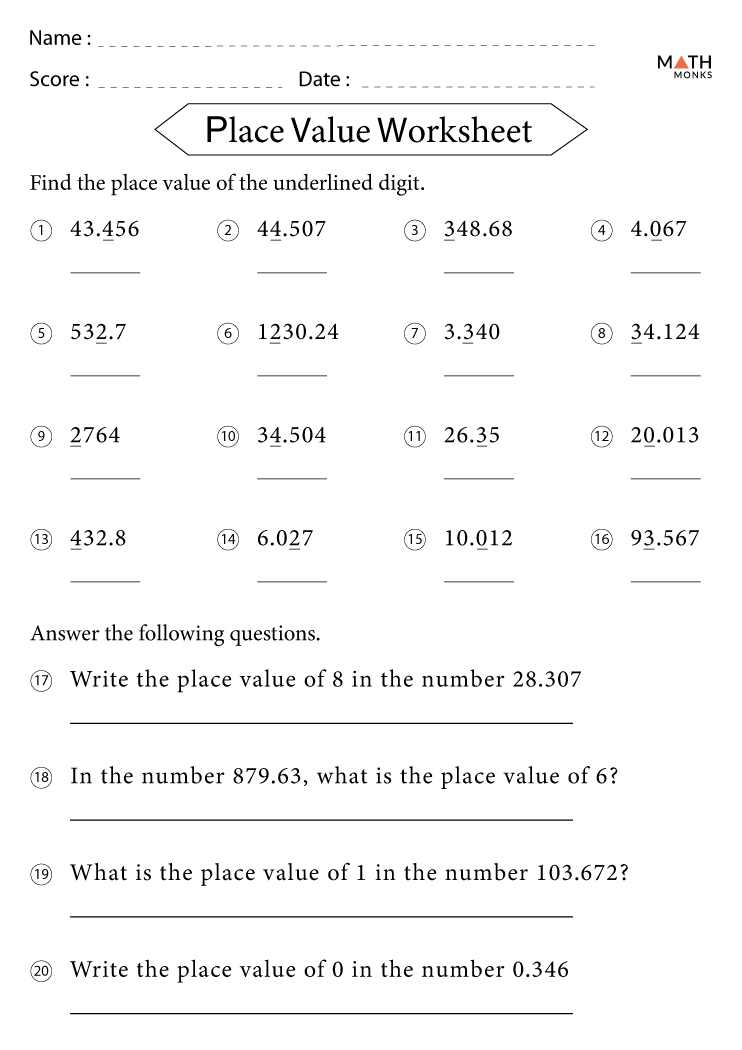 place value worksheets 5th grade