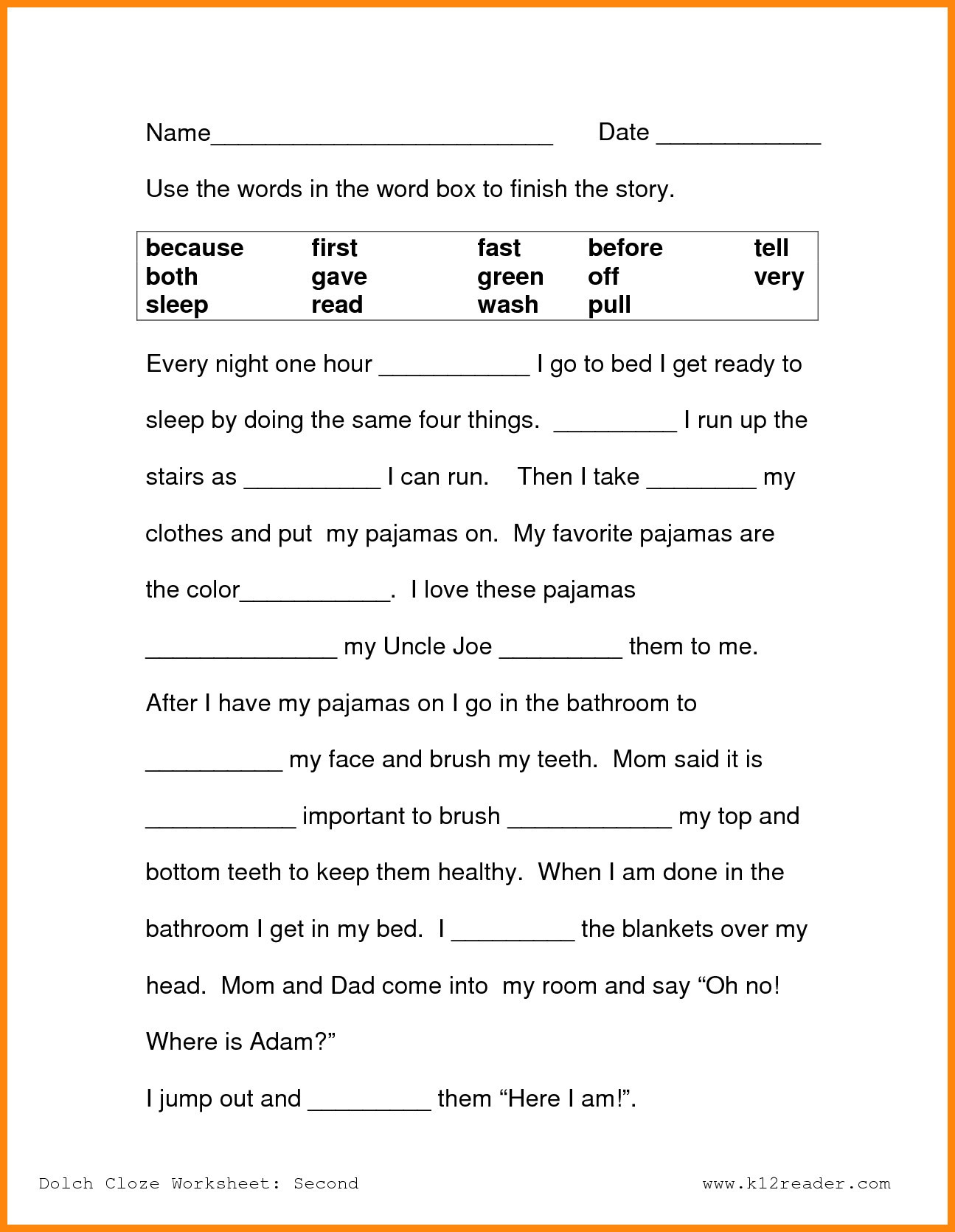 free worksheets for reading