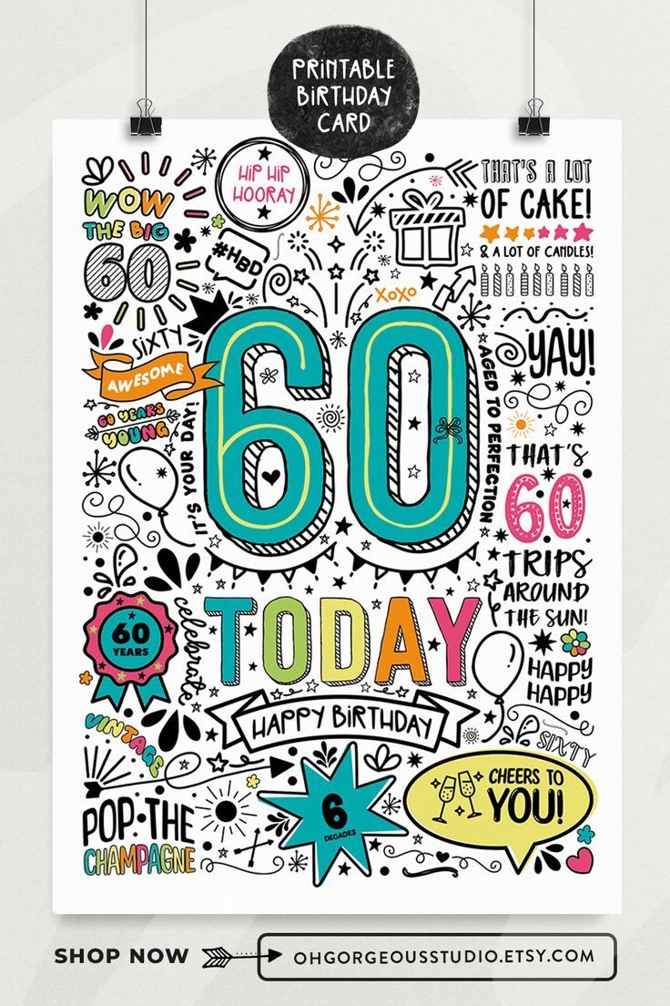 60th Birthday Card Printable