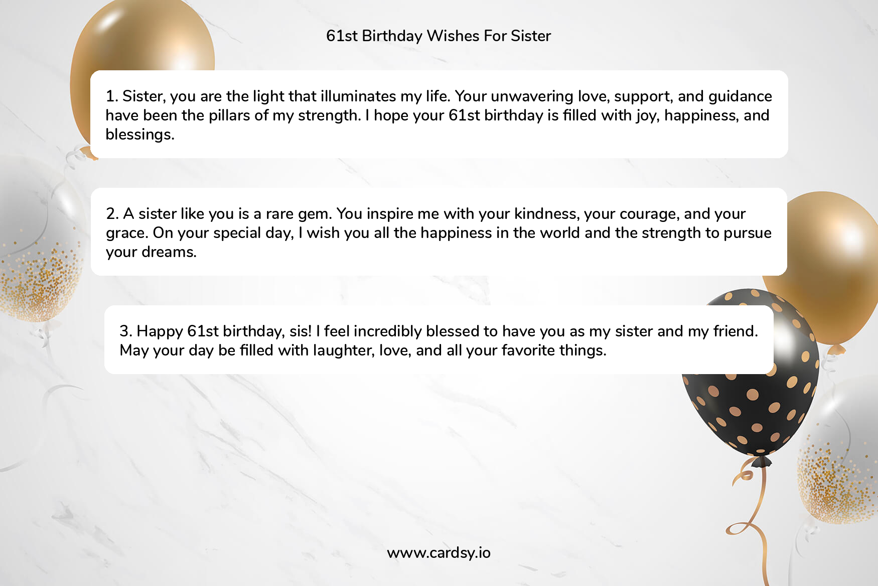 61st Birthday Cards For Sister