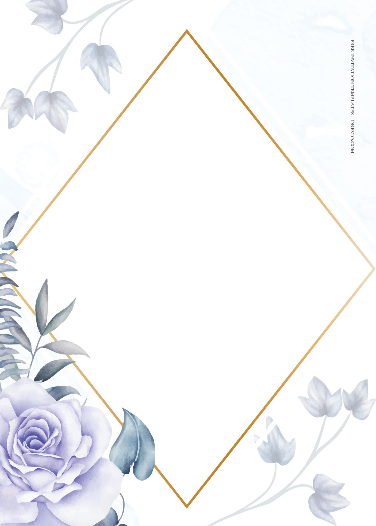 7 Violet And Blue Gold Wedding Invitation Templates In 2022 Blue 