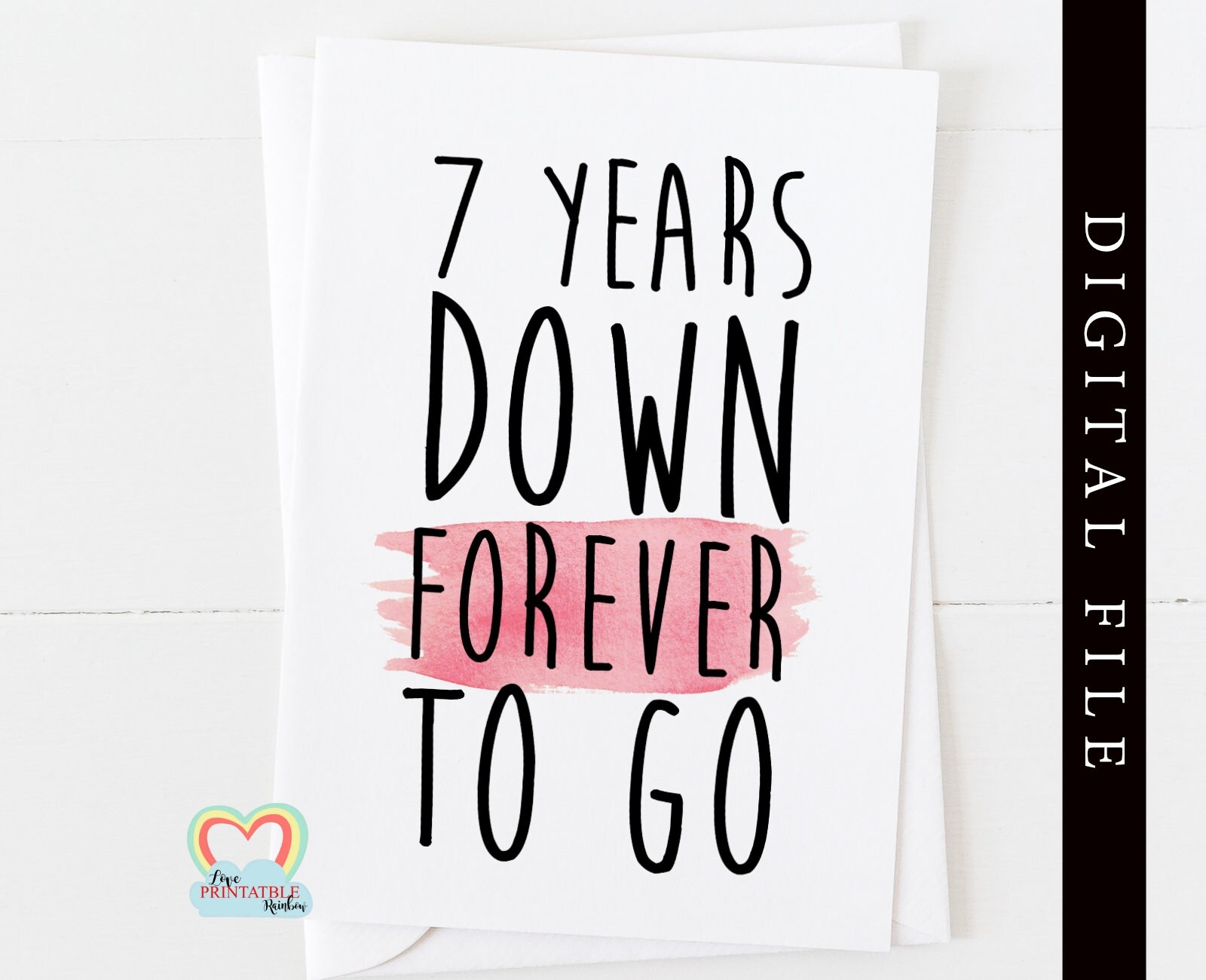 7 Year Anniversary Card Printable Printable Cards
