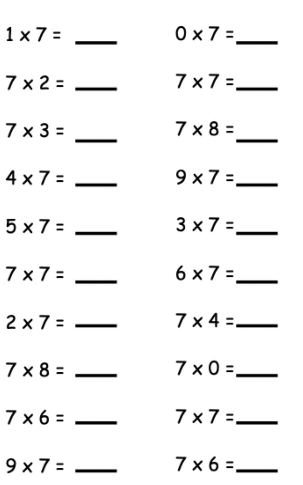 multiplication worksheets 6s