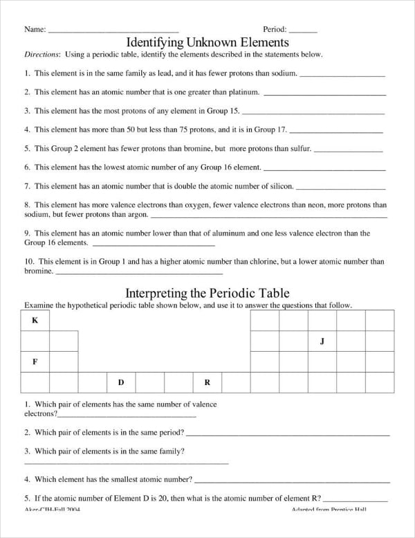 8 Periodic Table Worksheet Templates PDF Worksheets Library