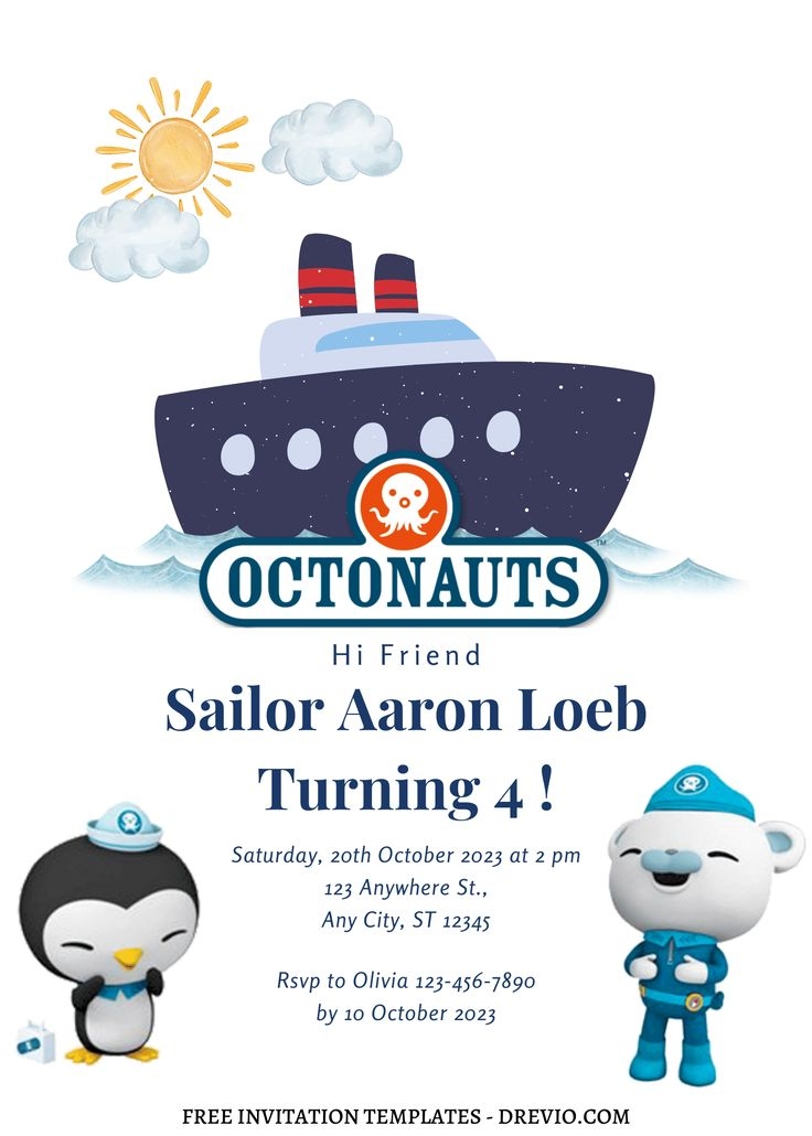 8 Simply Cute And Fun Octonauts Canva Birthday Invitation Templates