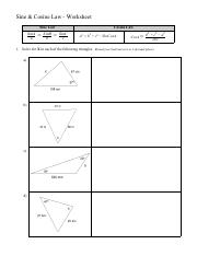 8 Sine Cosine Law Worksheet pdf Sine Cosine Law Worksheet 
