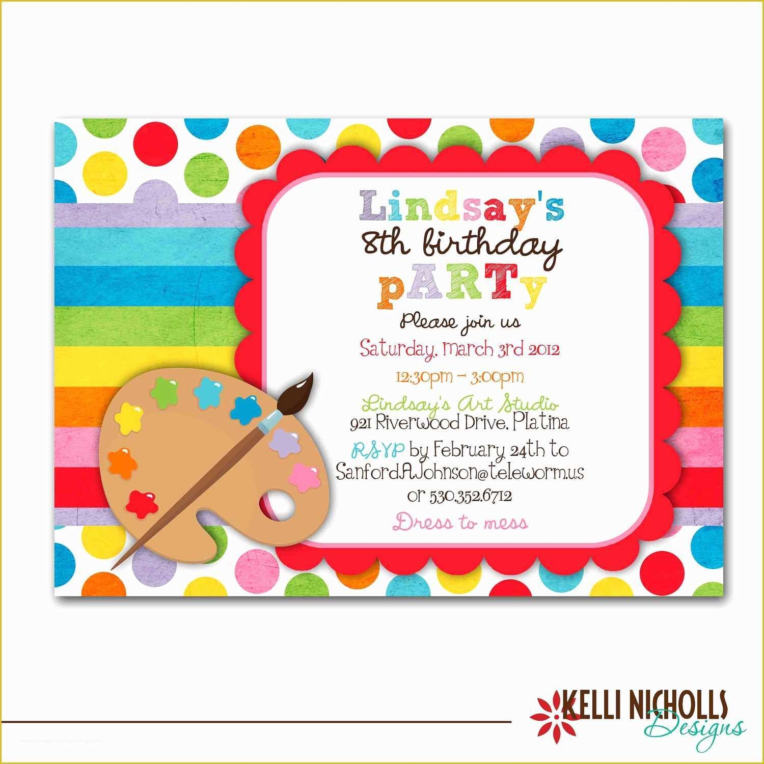 80 39 s Theme Party Invitation Templates Free Of Art Birthday Party