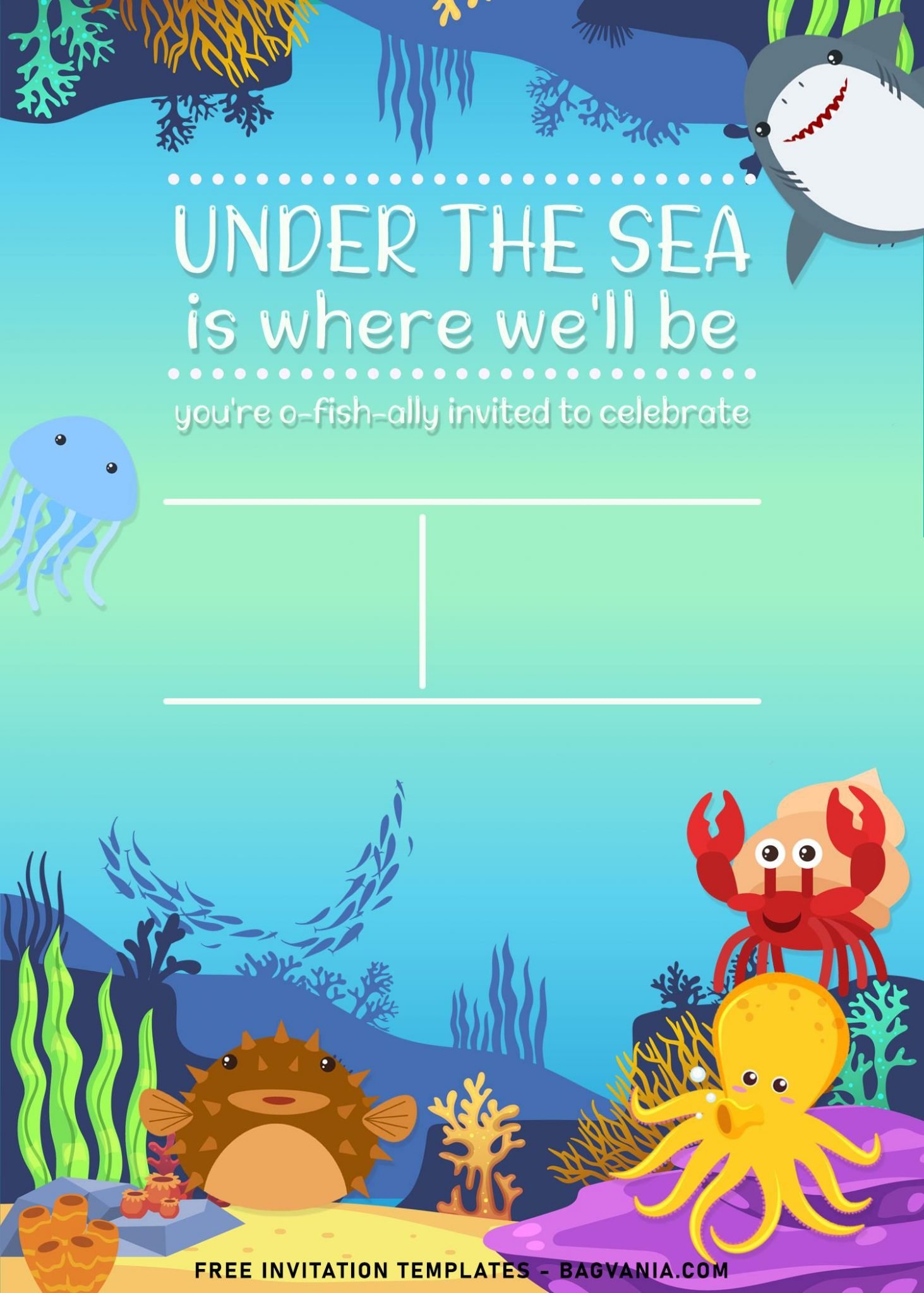 9 Under The Sea Themed Birthday Invitation Templates FREE Printable 